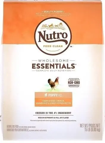 Nutro Wholesome Essentials חוות גורים גדל עוף, אורז חום ובטטה מתכון מזון יבש לכלבים