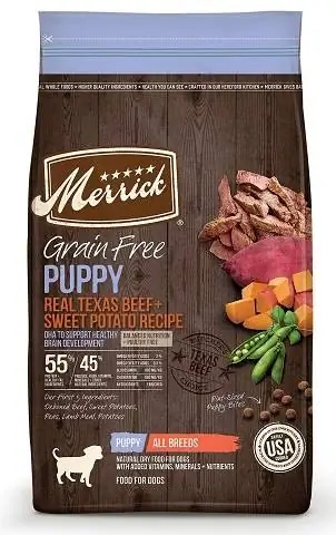 Merrick Taxılsız Real Texas Mal əti + Şirin Kartof Puppy Yeməyi