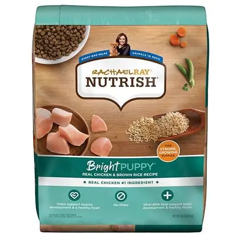 Rachael Ray Nutrish Bright Puppy табигый чыныгы тоок жана күрөң күрүч рецепти кургак ит тамактары