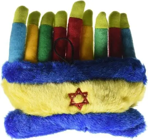 Copa Judaica Chewish Treat Hanukas Menorah Squeaker plīša suņu rotaļlieta