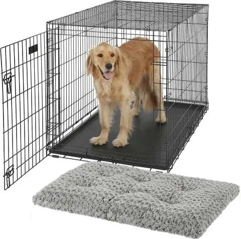 MidWest iCrate Vik & Bär Enkeldörr Hopfällbar Wire Crate + Quiet Time Ombre Swirl Dog Crate Mat