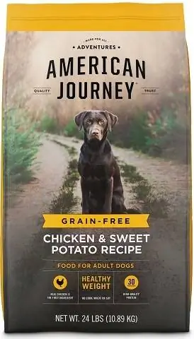 American Journey He althy Weight Pollo e patate dolci Ricetta Cibo secco per cani senza cereali