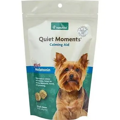 NaturVet Quiet Moments Calming Aid Plus เมลาโทนิน Dog Soft Chews