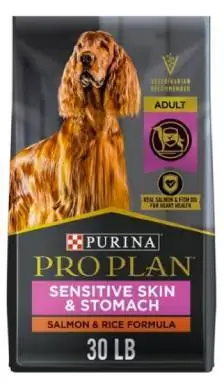 Purina Pro Plan suaugusiųjų jautriai odai ir skrandžiui Lašišos ir ryžių formulės sausas šunų maistas