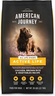 Receta 5American Journey Active Life Formula e pulës, orizit kaf dhe perimeve Ushqimi i thatë i qenve