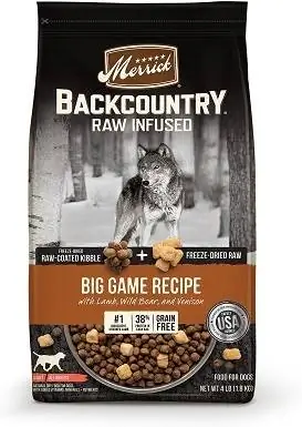 8Merrick Backcountry Freeze-Dried Raw สูตรเกมใหญ่พร้อมเนื้อแกะ