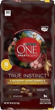 1Purina ONE SmartBlend אינסטינקט אמיתי עם תרנגול הודו אמיתי ובשר צבי מזון יבש לכלבים למבוגרים