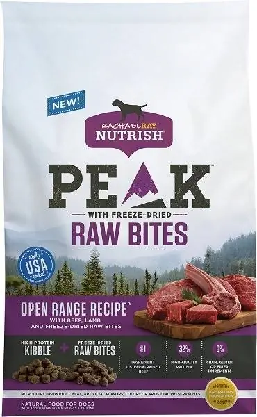 Rachael Ray Nutrish PEAK Натуральные беззерновые сырые укусы Open Range Recipe