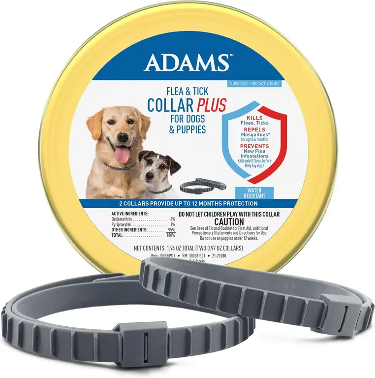 Adams Plus ปลอกคอกำจัดเห็บหมัดสำหรับสุนัขและลูกสุนัข