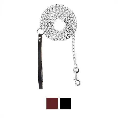 OmniPet Chain Dog Leash na may Leather Handle