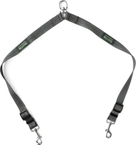 Mighty Paw Nylon Reflective Double Dog Leash, Gray at Green, 2-ft ang haba, 1-in wide