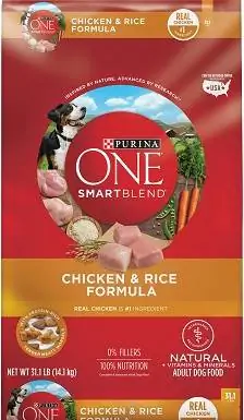 2Purina ONE SmartBlend Chicken & Rice Adult Formula Torrhundfoder