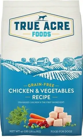 True Acre Foods csirke- és zöldségrecept gabonamentes száraz kutyaeledel