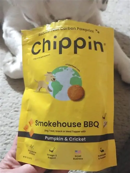 Chippin Smokehouse BBQ Pumpkin & Cricket Dog Treats förpackning