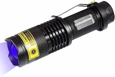 UV 365nm ligte hout se lamp DARKBEAM Blacklight Ultraviolet Flitslig LED Draagbare Mini Handheld Torch Detector vir Hond Urine Troeteldier vlekke 370nm Anti-namaak identifikasie, Harsharding