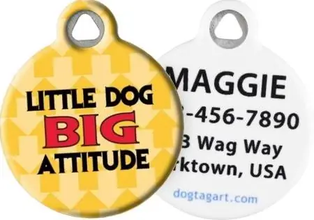 Dog Tag Art Little Dog Big Attitude Etiqueta de identificación de perro personalizada