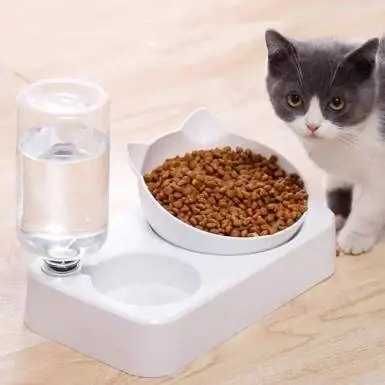 YEIRVE Cuencos elevados para comida y agua para gatos