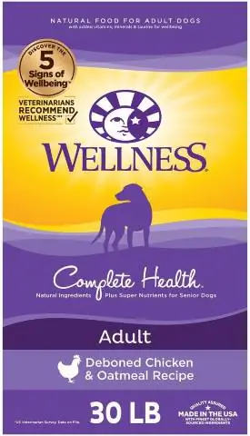 Wellness Complete He alth Насанд хүрэгчдэд зориулсан ясгүй тахиа ба овъёосны гурилтай нохойн хуурай хоол