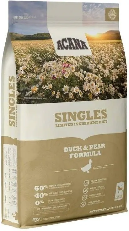 Acana Singles Limited Ingredient Diet Fórmula de Pato e Pêra Ração Seca para Cães