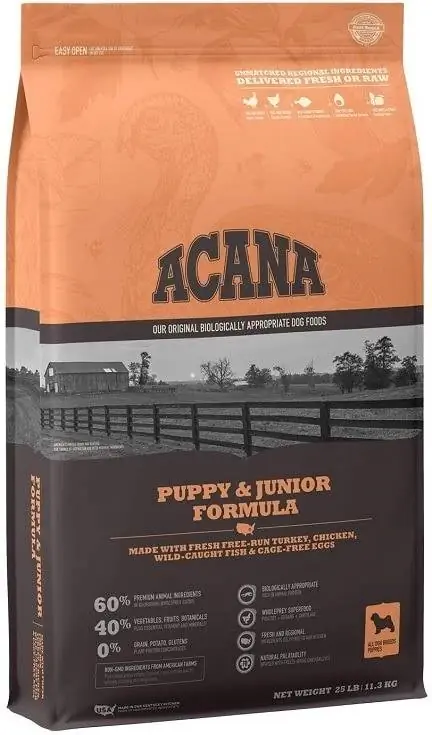 Menjar sec per a gossos ACANA Dog Puppy & Junior ric en proteïnes, carn real, sense cereals