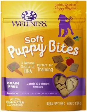 Wellness Soft Puppy Bites Przepis na jagnięcinę i łososia Bezzbożowe przysmaki dla psów