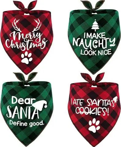 4-pack hundsnusnäsdukar Pläd Xmas Pet Scarf