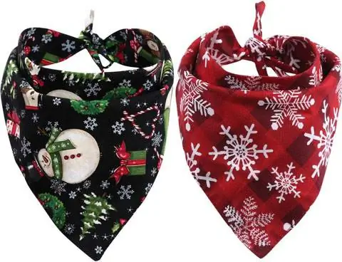 2 փաթեթ Christmas Dog Bandana շրջելի աքսեսուարներ