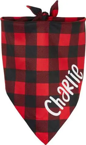 Frisco Buffalo Plaid Printed Personalized Dog & Cat Bandana