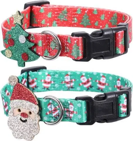 Lot de 2 colliers de Noël pour chien Lamphyface