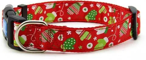 Big Smile Paw Nylon Dog Collar, Tema Krismas/Musim Sejuk