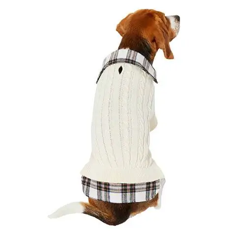 Frisco Cream Cable Knit Dog Sweater