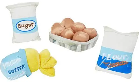 Frisco Baking Ingredientes Brinquedo de pelúcia para cães, 4 unidades