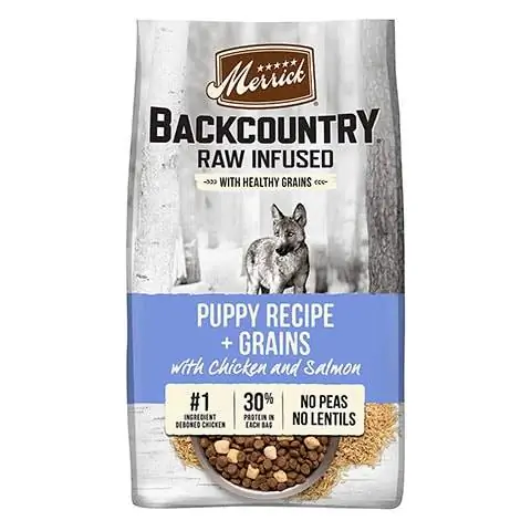 Merrick Backcountry Raw Infused Puppy რეცეპტი + მარცვლები