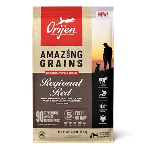 ORIJEN Amazing Grains regionális vörös száraz kutyaeledel