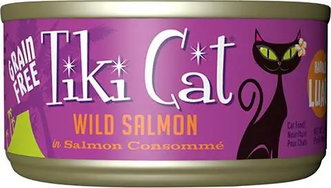 Tiki Cat Hanalei Luau Wild Salmon in Salmon Consomme أطعمة القطط المعلبة الخالية من الحبوب