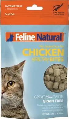 Feline Natural Chicken He althy Bites Thức ăn cho mèo không có ngũ cốc