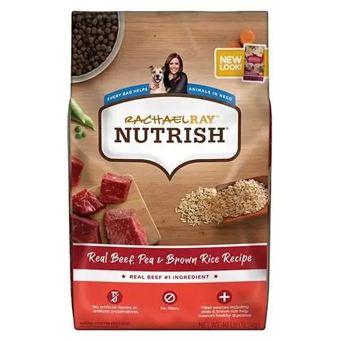 Rachel Ray Nutrish Receita de carne de vaca, ervilha e arroz integral ração seca para cães