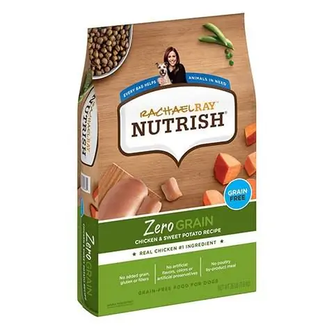 Rachael Ray Nutrish Zero Grain natūralaus vištienos ir saldžiųjų bulvių receptas Sausas šunų maistas be grūdų