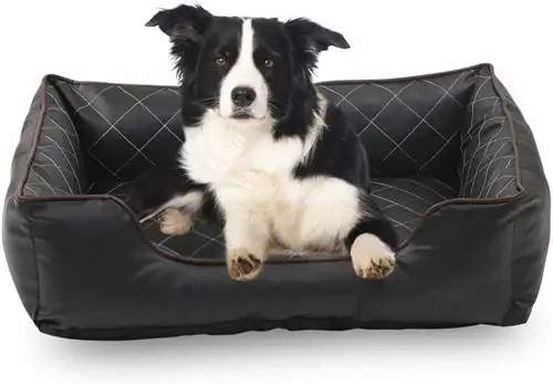 pes v Long Rich Luxury All Sides Faux Leather Rectangle Pet Bed