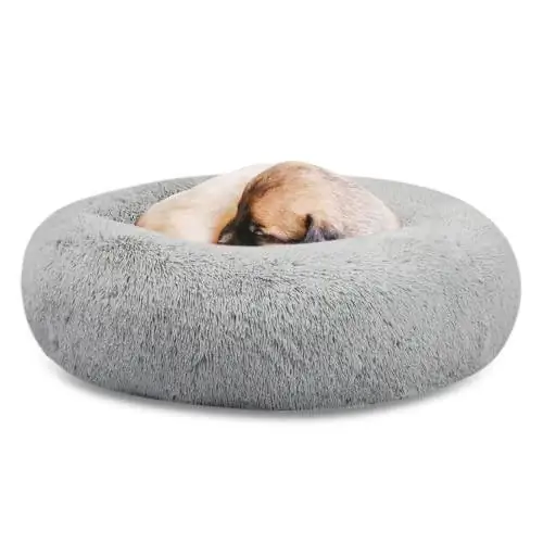 SAVFOX Plush Calming Dog Beds, Donut Dog Bed för