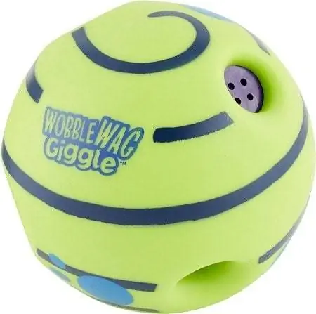 7 Raws li pom hauv TV Wobble Wag Giggle Pob Squeaky Dog Toy