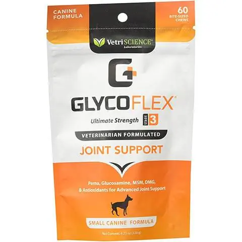 VetriScience GlycoFlex Theem III Nqaij qaib Flavored Mos Chews Joint Supplement for Dogs