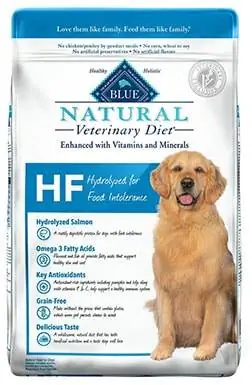 Dieta Veterinária Natural Blue Buffalo HF Hidrolisada para Intolerância Alimentar Ração Seca Sem Grãos para Cães