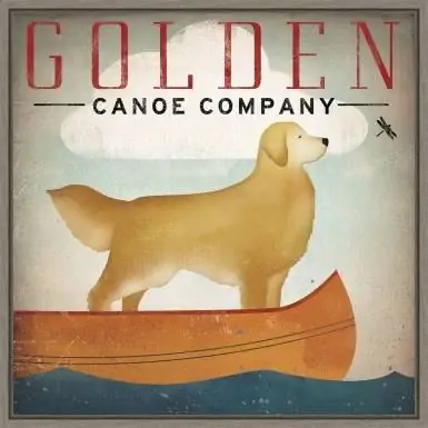 Amanti Art Golden Dog Canoe Company Right Face deur Ryan Fowler Geraamde doekkuns