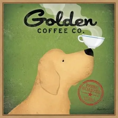 Amanti Art Golden Dog Coffee Co. nga Ryan Fowler Framed Canvas Art