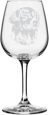 Golden Retriever Aub Themed Etched Txhua Lub Hom Phiaj 12 75oz Libbey Wine Glass