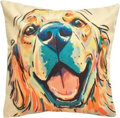 Redland Seni Hewan Peliharaan Lucu Anjing Golden Retriever Pola Linen Sarung Bantal Lempar