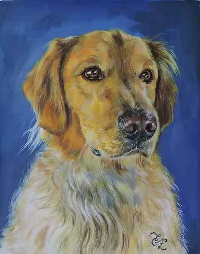 Lukis potret Golden Retriever Hidup Anda