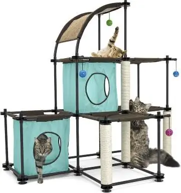 የኪቲ ከተማ ጥፍር ሜጋ ኪት Faux Fleece Cat Tree & Condo