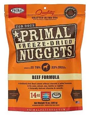 Primal Beef Formula Nuggets gabonamentes nyers fagyasztva szárított kutyaeledel